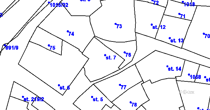 Parcela st. 7 v KÚ Kokory, Katastrální mapa