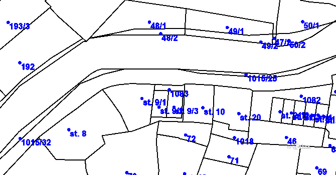 Parcela st. 9/4 v KÚ Kokory, Katastrální mapa