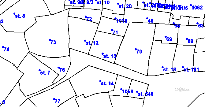 Parcela st. 13 v KÚ Kokory, Katastrální mapa