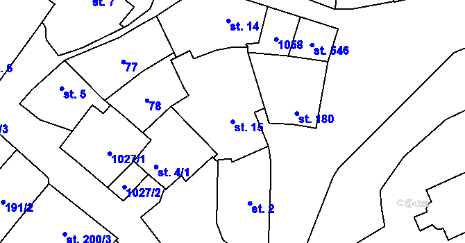 Parcela st. 15 v KÚ Kokory, Katastrální mapa