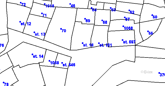 Parcela st. 18 v KÚ Kokory, Katastrální mapa