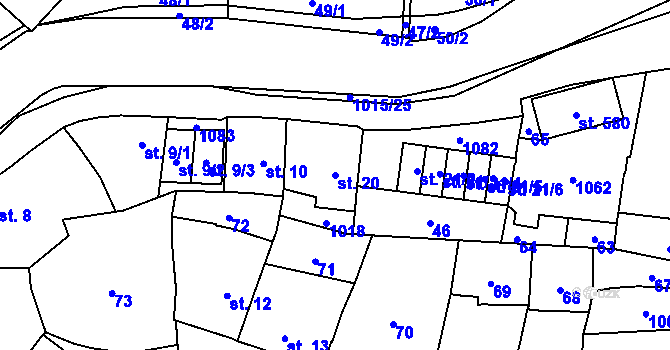 Parcela st. 20 v KÚ Kokory, Katastrální mapa