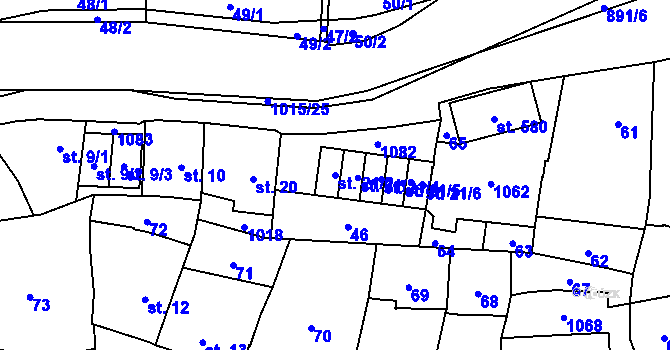 Parcela st. 21/2 v KÚ Kokory, Katastrální mapa