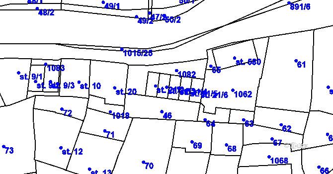 Parcela st. 21/3 v KÚ Kokory, Katastrální mapa