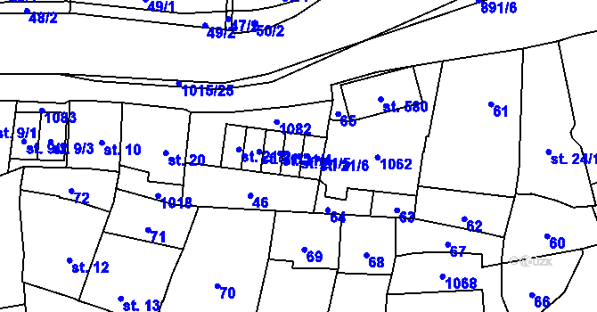 Parcela st. 21/5 v KÚ Kokory, Katastrální mapa