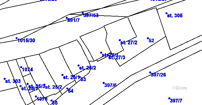 Parcela st. 27/1 v KÚ Kokory, Katastrální mapa