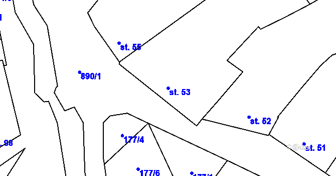 Parcela st. 53 v KÚ Kokory, Katastrální mapa