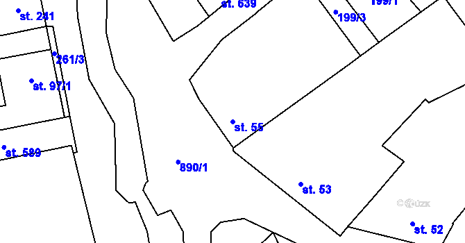 Parcela st. 55 v KÚ Kokory, Katastrální mapa