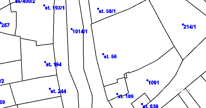 Parcela st. 56 v KÚ Kokory, Katastrální mapa