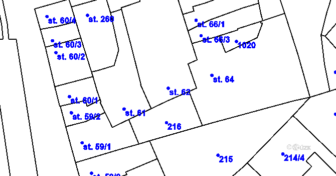 Parcela st. 62 v KÚ Kokory, Katastrální mapa