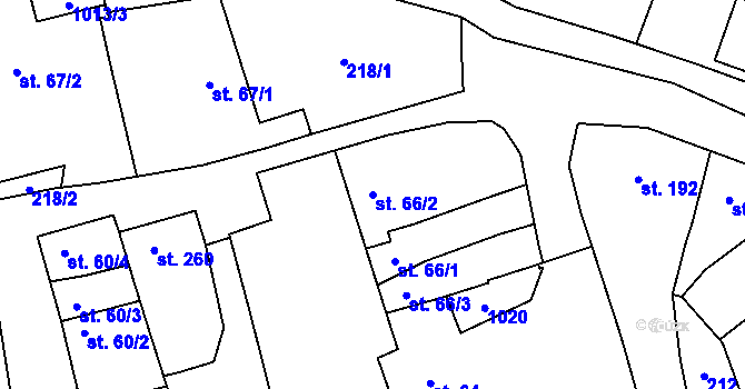Parcela st. 66/2 v KÚ Kokory, Katastrální mapa