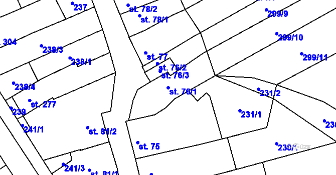 Parcela st. 76/1 v KÚ Kokory, Katastrální mapa