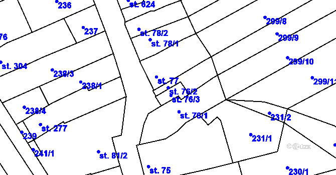 Parcela st. 76/2 v KÚ Kokory, Katastrální mapa