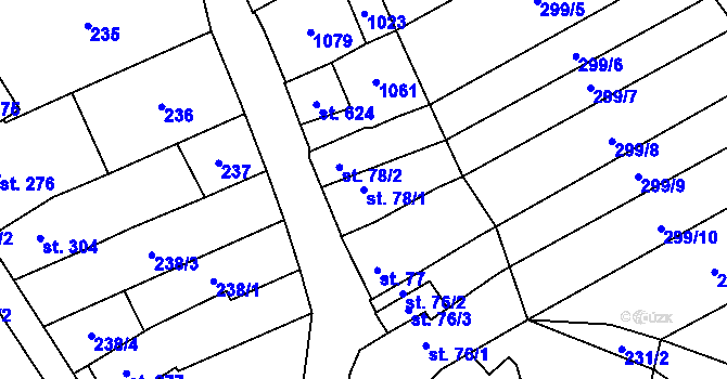 Parcela st. 78/1 v KÚ Kokory, Katastrální mapa