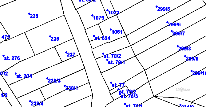 Parcela st. 78/2 v KÚ Kokory, Katastrální mapa
