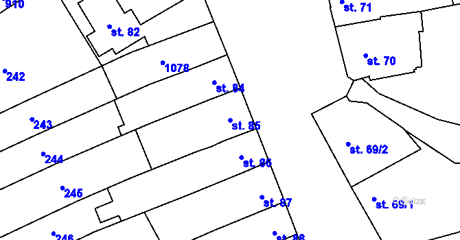 Parcela st. 85 v KÚ Kokory, Katastrální mapa