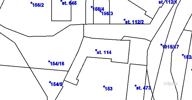 Parcela st. 114 v KÚ Kokory, Katastrální mapa