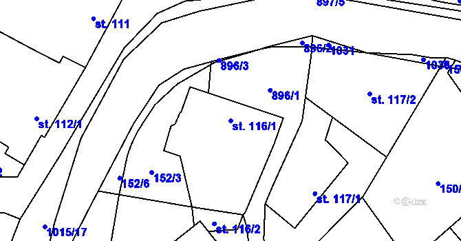 Parcela st. 116/1 v KÚ Kokory, Katastrální mapa