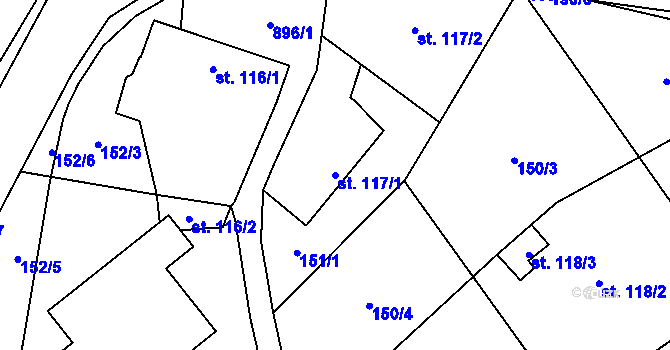 Parcela st. 117/1 v KÚ Kokory, Katastrální mapa