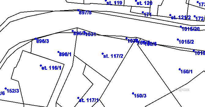 Parcela st. 117/2 v KÚ Kokory, Katastrální mapa