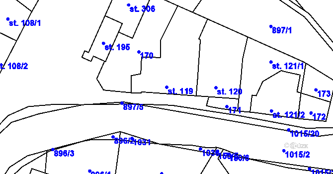 Parcela st. 119 v KÚ Kokory, Katastrální mapa
