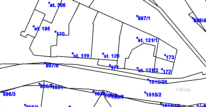 Parcela st. 120 v KÚ Kokory, Katastrální mapa