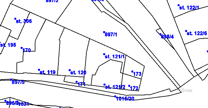 Parcela st. 121/1 v KÚ Kokory, Katastrální mapa