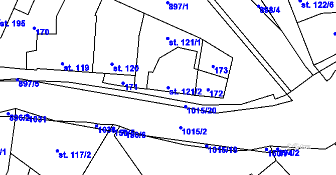 Parcela st. 121/2 v KÚ Kokory, Katastrální mapa