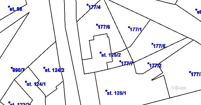 Parcela st. 125/2 v KÚ Kokory, Katastrální mapa
