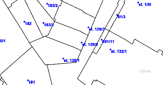 Parcela st. 129/2 v KÚ Kokory, Katastrální mapa