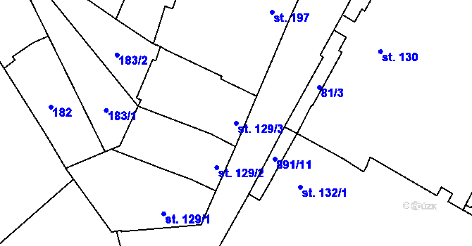 Parcela st. 129/3 v KÚ Kokory, Katastrální mapa