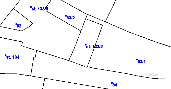 Parcela st. 133/2 v KÚ Kokory, Katastrální mapa