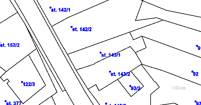 Parcela st. 143/1 v KÚ Kokory, Katastrální mapa