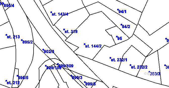 Parcela st. 144/2 v KÚ Kokory, Katastrální mapa