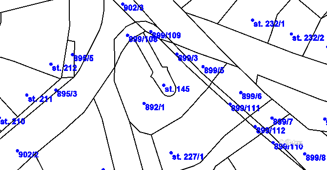Parcela st. 145 v KÚ Kokory, Katastrální mapa