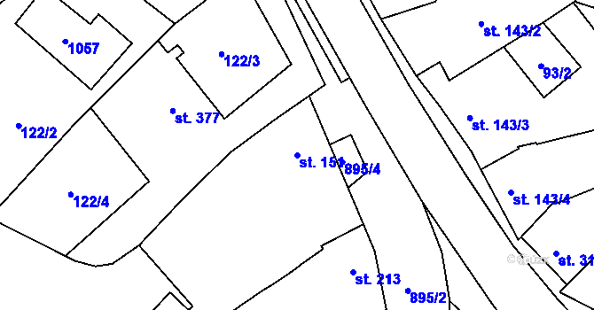 Parcela st. 151 v KÚ Kokory, Katastrální mapa