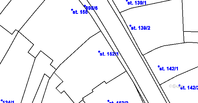 Parcela st. 152/1 v KÚ Kokory, Katastrální mapa