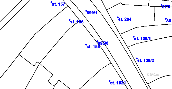 Parcela st. 155 v KÚ Kokory, Katastrální mapa