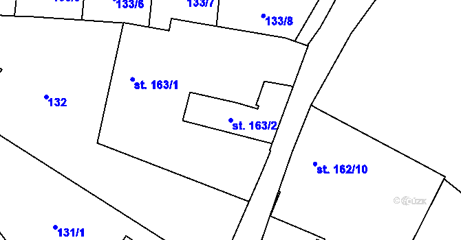 Parcela st. 163/2 v KÚ Kokory, Katastrální mapa