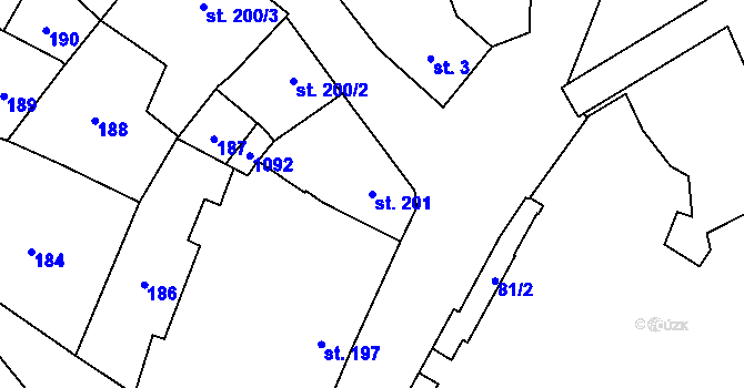 Parcela st. 201 v KÚ Kokory, Katastrální mapa