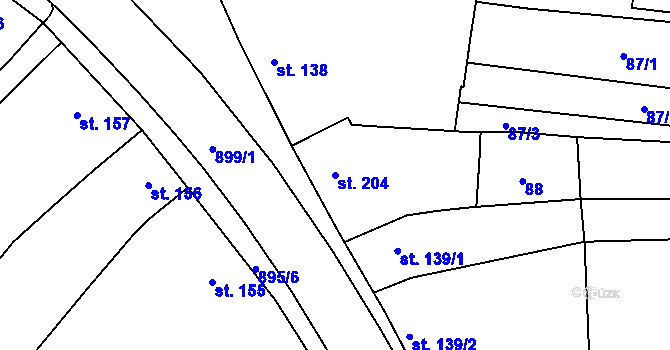 Parcela st. 204 v KÚ Kokory, Katastrální mapa