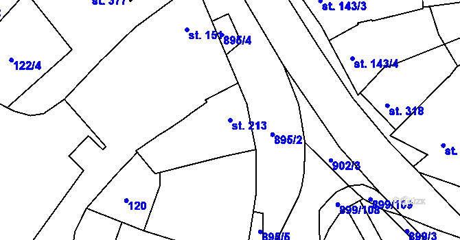 Parcela st. 213 v KÚ Kokory, Katastrální mapa
