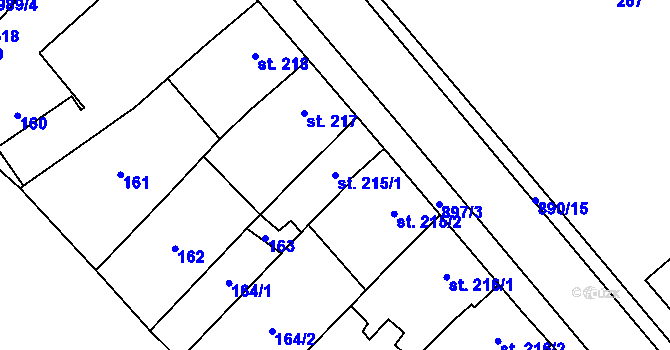 Parcela st. 215/1 v KÚ Kokory, Katastrální mapa