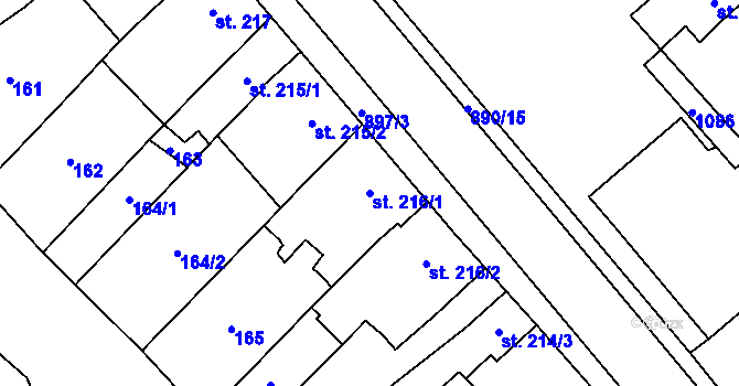 Parcela st. 216/1 v KÚ Kokory, Katastrální mapa