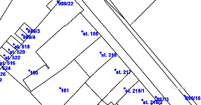 Parcela st. 218 v KÚ Kokory, Katastrální mapa