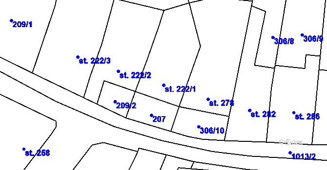 Parcela st. 222/1 v KÚ Kokory, Katastrální mapa
