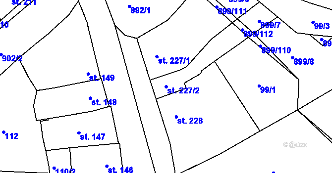 Parcela st. 227/2 v KÚ Kokory, Katastrální mapa