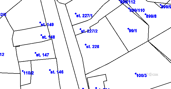 Parcela st. 228 v KÚ Kokory, Katastrální mapa
