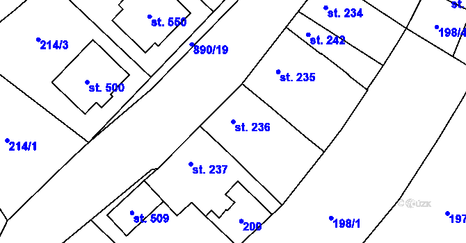 Parcela st. 236 v KÚ Kokory, Katastrální mapa