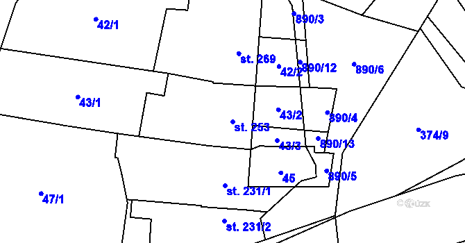 Parcela st. 253 v KÚ Kokory, Katastrální mapa